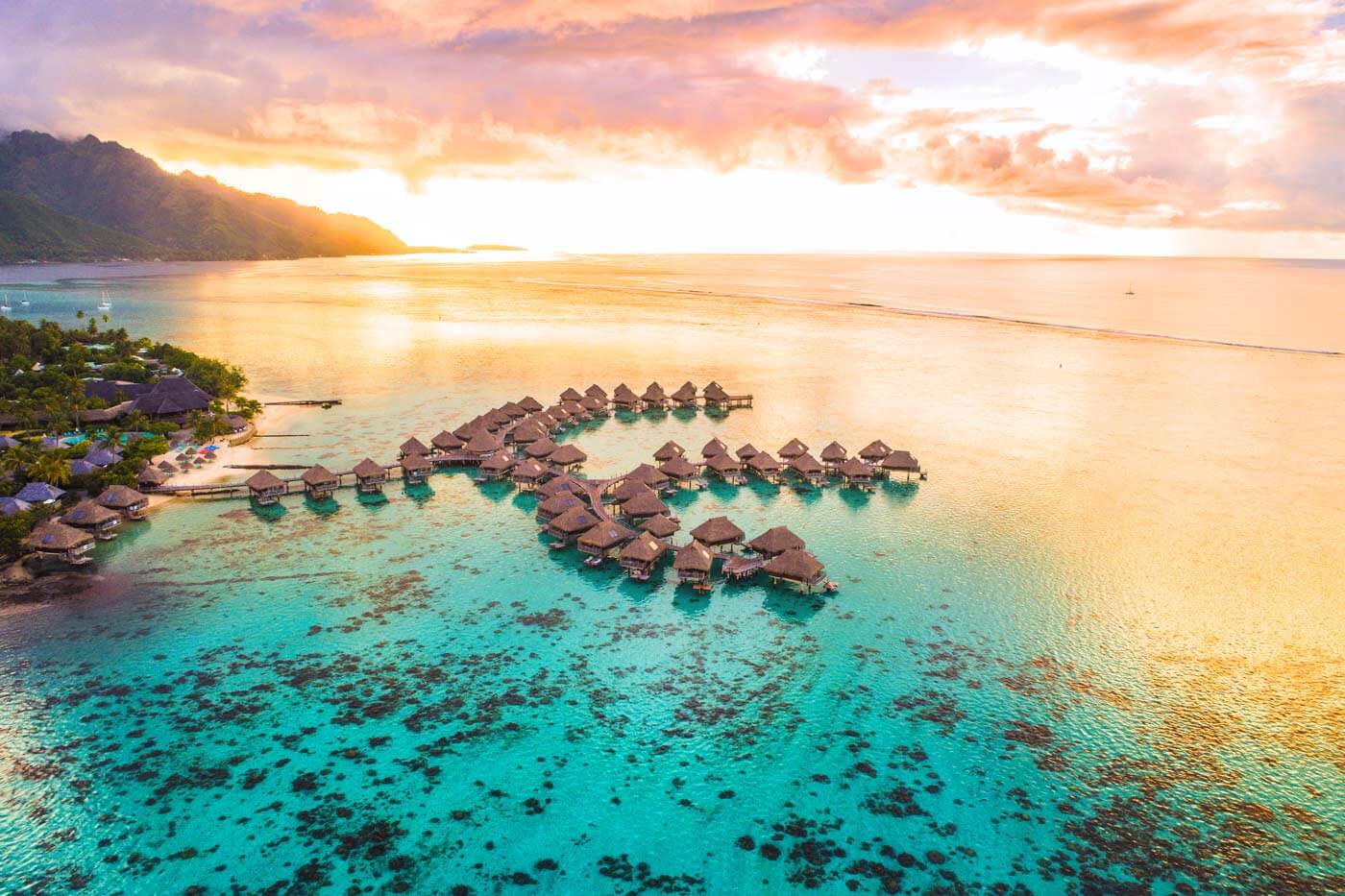 Arial view tahiti bora bora - Romantic Vacations and Trips for Couples