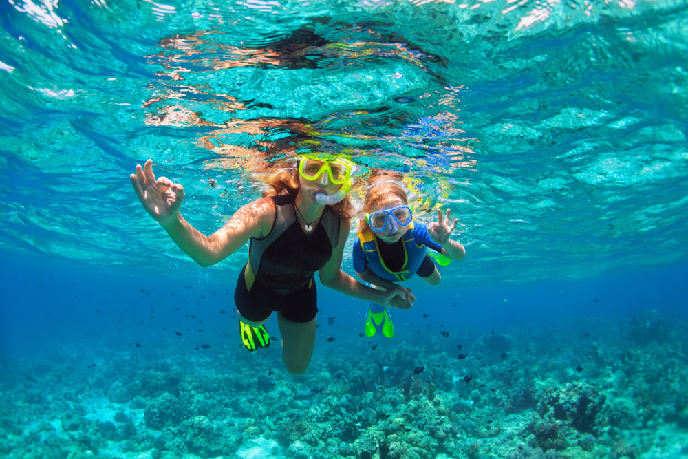 Snorkelling family